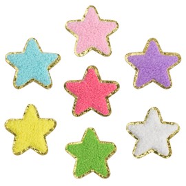 VGROSIA 7PCS Chenille Patches Self Adhesive with Sequin Cute Back to School Supplies Star Patches for Jeans Backpacks Hats Jackets