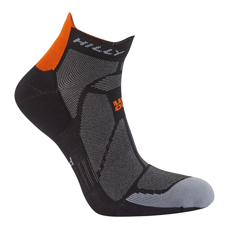 Hilly Unisex Marathon Fresh-Socklet-Min Cushioning Running Socks, black/orange