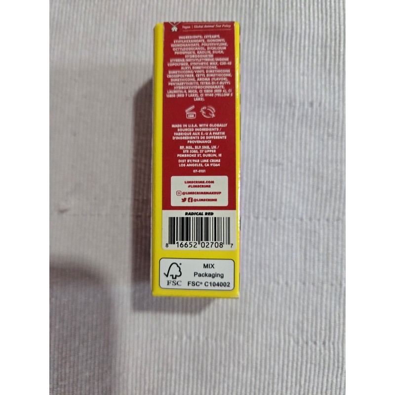 Lime Crime Soft Touch Comfort Matte Lipcolor Lipstick Radical Red