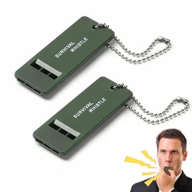 MOLZINY Pack of 2 Camping Whistle, Rescue Whistle, High Pitch Survival Whistle, Loud Emergency Whistle, 3 Holes, High Decibel Whistle with Lanyard, Ground Hole Relief Whistle for Hiking, Camping