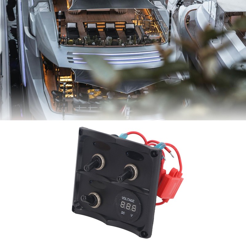 Rocker Switch Panel 3 Gang LED Waterproof DC12V‑24V with Display