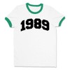 College Style 1989 Ringer Tee Shirt Unisex X-Large White/Kelly Green