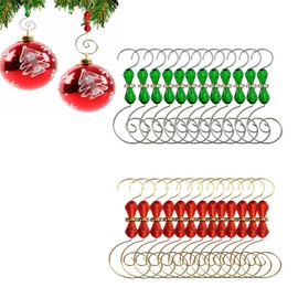 Christmas Ornament Hooks Metal Red and Green Acrylic Jewels Hooks for Christmas Tree Decoration S-Shaped Decorative Hooks for Christmas Balls Party Decoration