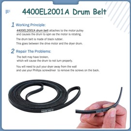 Lunarlipes Upgraded Dryer Rollers Kit Compatible with LG Kenmore Dryers Parts Includes Drum Roller 4581EL2002C Dryer Belt 4400EL2001A and Idler Pulley 4561EL3002A, Figures 6 and 7 are Fit Models