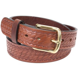 Handmade Basketweave Bridle Leather Belt Extra Thick (Size 56, Brown)
