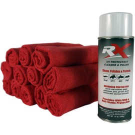 RX UV Protectant Cleaner & Polish 14oz with QTY 12 260 GSM 16 X 16 Microfiber Towel