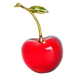 Garneck Crystal Cherry Figurine Mini Cherry Statue Decorative Fruit Ornament for Home Decor Desktop Decor and Collectible Cherry Decoration