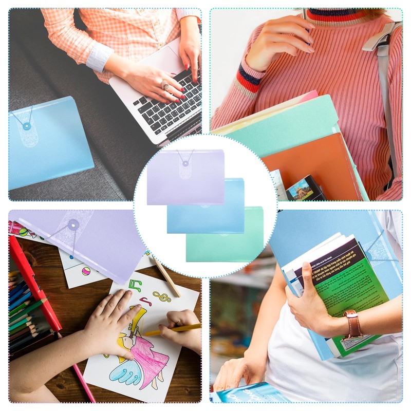 3 Pcs Expanding File Folder 12-Pocket Document Organiser for Paperwork
