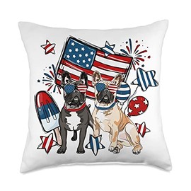 4th Of July French Bulldog Dog Independence Day Patriotic Throw Pillow