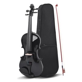 Dawot 4/4 Violin Set Full Size Fiddle Set Black Acoustic Violinfor Beginners Adults with Violin Case
