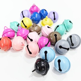 100Pcs Jingle Bells, BetterJonny 22mm Sweet Colors Small Bells Metal Craft Bells, Pet Decoration Bells DIY Bells for Wreath, Christmas, Holiday Home Party & Festival Decorations and Jewelry Making