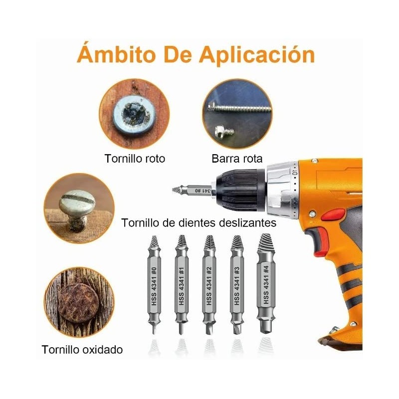 Herramienta Extractor Macho de Rosca Quita Tornillo Roto Perno Barrido