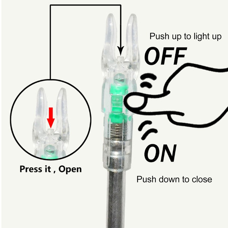3PCS Archery Lighted Nocks Plastic Automatic with Switch 6.2mm Inner