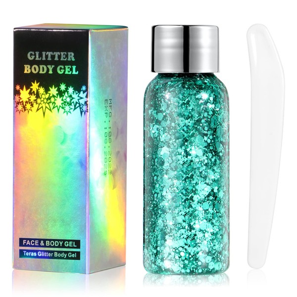 URAQT Body Glitter Gel, Holographic Mermaid Sequins Glitter Chunky Cosmetic