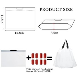 50PCS Disposable Lunch Bags - To Go Bags with Seal, Drawstring Handles - Thick Plastic Take Out Bags for Delivery, Restaurants, Small Business, Grocery (White-Large)