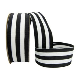 Ribbon Bazaar Grosgrain Mono Stripes 1-1/2 inch Black by The Yard 100% Polyester Ribbon
