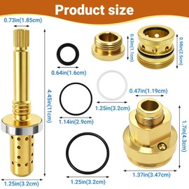 Shower Valve Rebuild Kit Compatible with Symmons Temptrol, Includes TA-10 Flow Control Spindle, TA-4 Hot & Cold Seats and T-12A Cap Assembly, Brass Tub Shower Valve Repair Replacement Parts