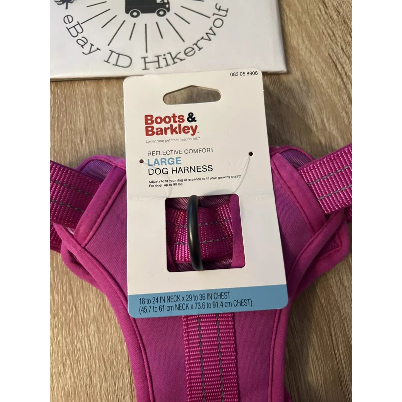 Boots & Barkley Reflective Comfort Large Dog Harness Pink NWT