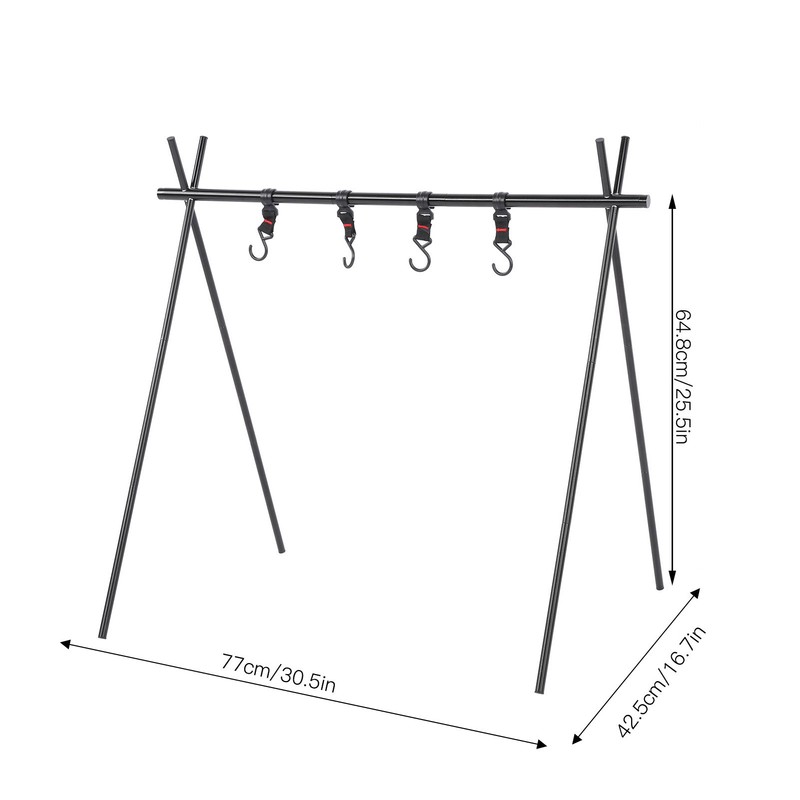 Short Outdoor Triangle Storage Tripod Travel Camping Drying Rack Cookware