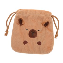 FOMIYES Cute Drawstring Makeup Bag Portable Fluffy Cosmetic Pouch Large Capacity Travel Organizer Tote for Women Lightweight and Compact with Adorable Animal Design