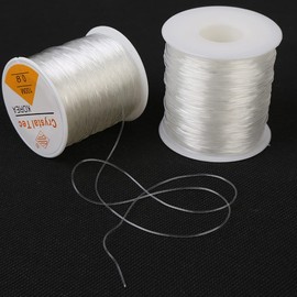 Quesuc 2pcs Elastic Polyester Thread for Bracelets and Crafts 0.8mm 100m Clear (C)