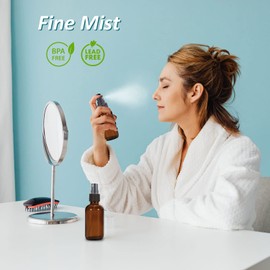 YUNFOOK 4 oz Amber Glass Spray Bottles for Essential Oils, Small Empty Fine Mist Spray Bottle,2 Pack with Funnel Dropper