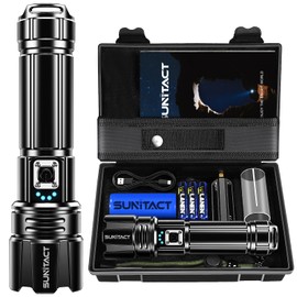 Sunitact Flashlights High Lumens, Rechargeable Flashlight Led 2000 Lumen XHP70.2, Super Bright Flash Light, High Powered Handheld Flashlights for Emergency Camping Gift, IP67 Waterproof, Adjustable