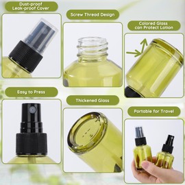 Segbeauty 1oz Empty Glass Fine Mist Spray Bottle, 12pcs Small Travel Perfume Atomizer Refillable, 30ml Glass Spray Bottles for Hair, Green Mini Cologne Atomizer Sprayer, Travel Containers for Liquids
