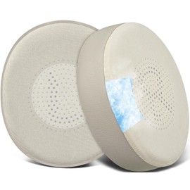 SOULWIT Cooling Gel Earpads Replacement for Jabra Evolve2 65 (Evolve 2 65MS 65UC MS UC)/Evolve2 40 (40UC 40MS USB)/Elite 45h On-Ear Wireless Headset, Ear Pads Cushions with Ice Silk Fabric - Gold