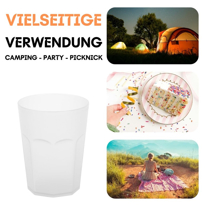 ENGELLAND - 20 x Plastic Cups White Frosted 400ml Calibration