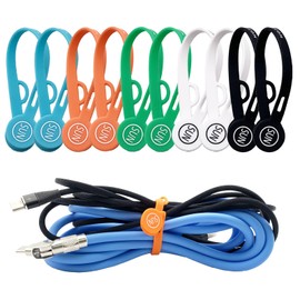 SUNFICON 10 PCS Upgraded Long Magnetic Cord Organizers Cable Clips Cable Straps 2023 New Silicone Twist Ties Colorful Appliance Headphone Cord Holder Manager Bookmark Whiteboard Fridge Magnet Keychain