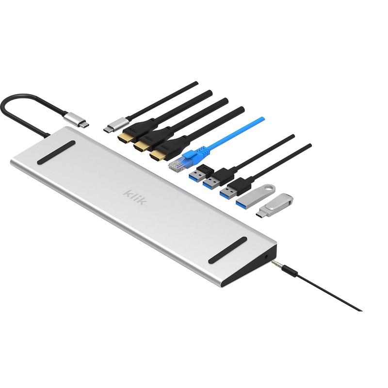 Klik USB-C Multi-Port Stand Adapter, 3 HDMI Ports, 4 USB