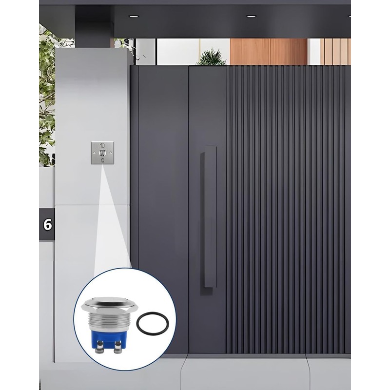 3 pieces 19 mm stainless steel flat head button, IP65