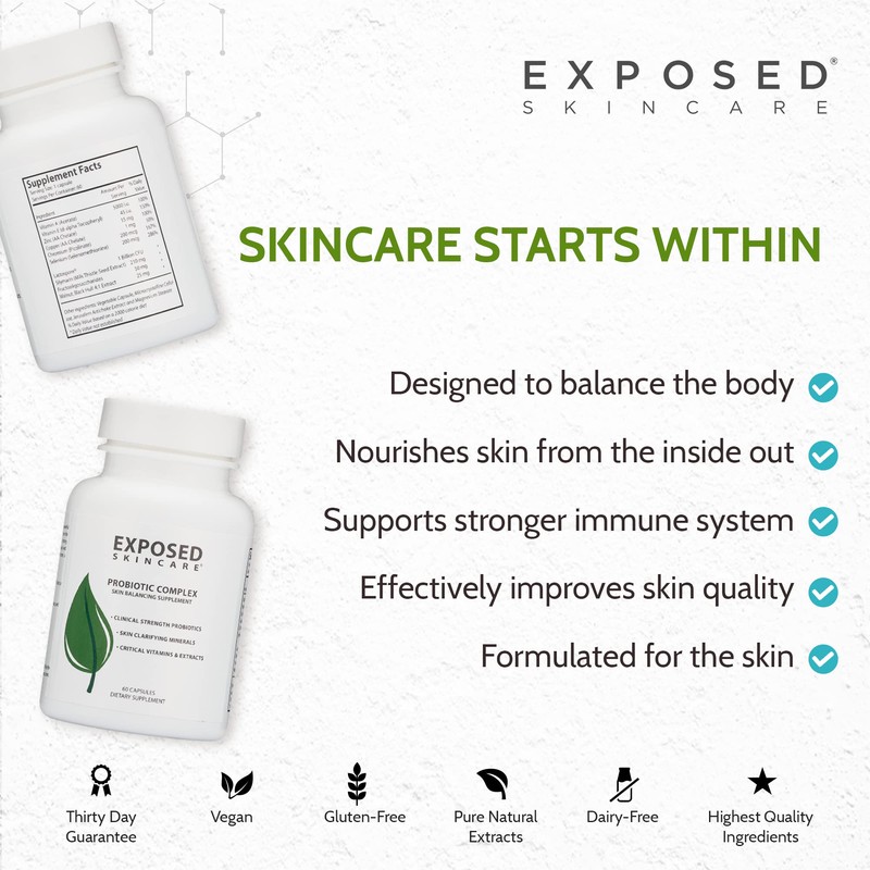 Exposed Skin Care Probiotic Supplement Complex with 1 Billion CFU