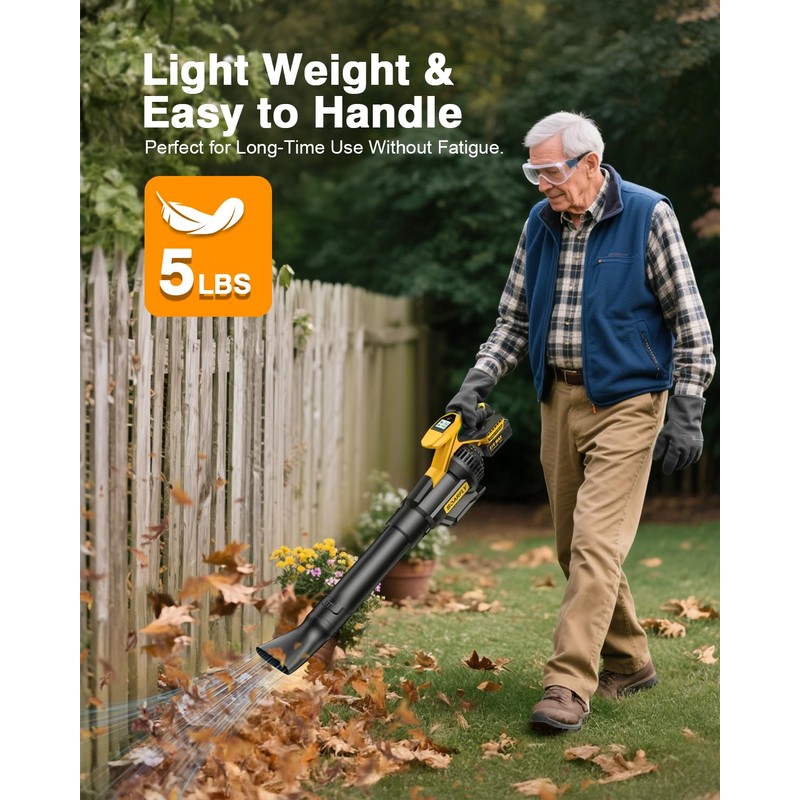 Leaf Blower Cordless, 650CFM & 3 Speed Levels,Electric Cordless Leaf