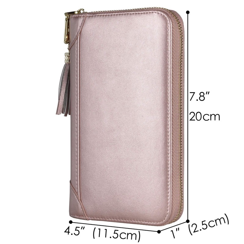 Easyoulife Credit Card Holder Wallet Womens Zipper Leather Case Purse