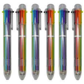 Maydahui 6-Color Ballpoint Pen, Multi-Color Ballpoint Pen, 12-Piece Set, 0.5mm, Oil-Based, Transparent, Stylish, Multi-Functional, Stationery, Writing Instruments, For Notebooks, Business Use