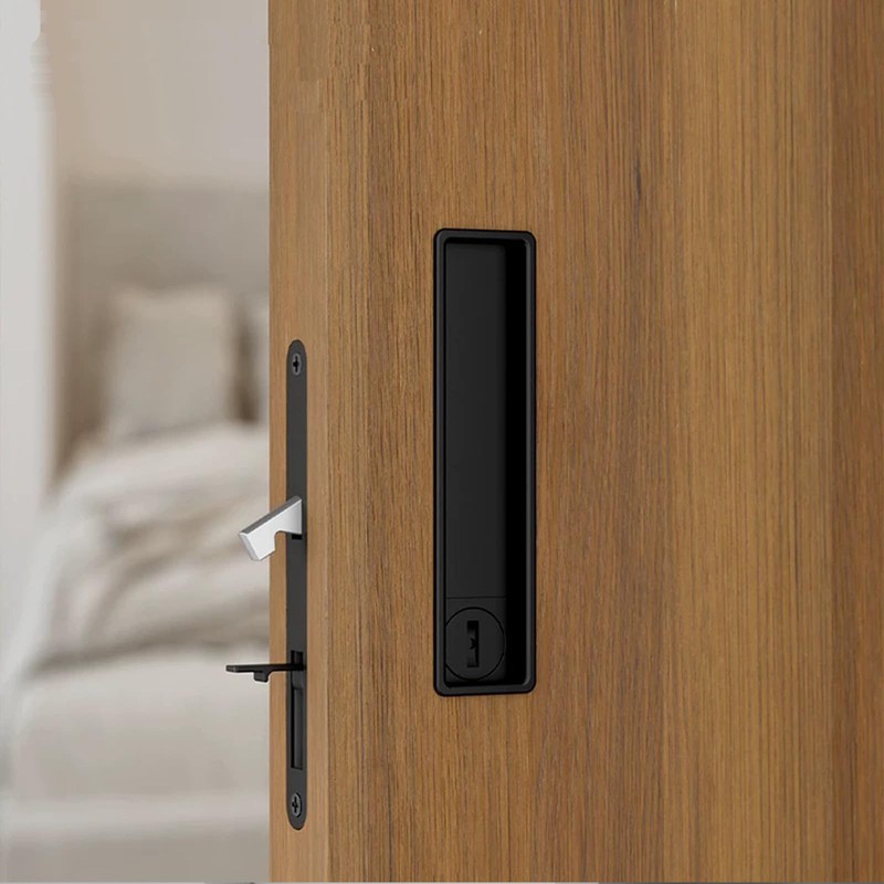 AcxdJnye Pocket Door Lock Hardware with Pull,Invisible Sliding Door Lock
