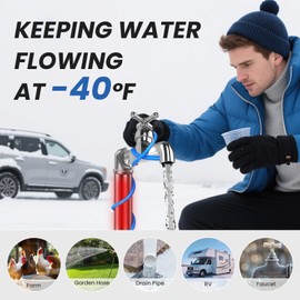 12 FT Heat Tape for Water Pipes Freeze Protection, YeloDeer Self Regulating Heat Trace With Thermostat, Heating Cable for Metal Plastic Pex Pipes Keeps Water Flowing at -40°F 5W/Ft, 120V