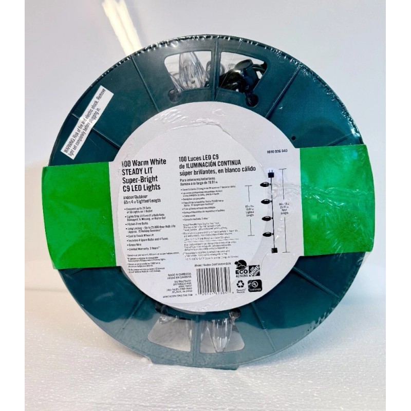 Home Accents Holiday 100 Warm White C9 Led Lights Steady