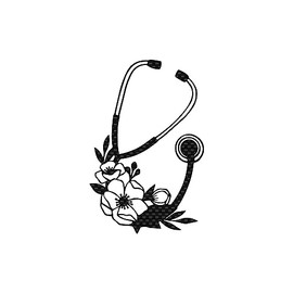 Floral Stethoscope Sticker Vinyl Decal Notebook Car Laptop 3.5" x 5.5" (Carbon Fiber)