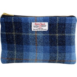 Vagabond Bags Harris Tweed Check Wash Bag, Blue (Mid Blue), Toiletry bag