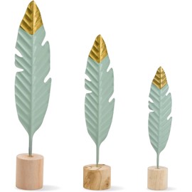 Marimor Set of 3 Sculpture Decoration Modern Gold and Green - Statues Modern Wood Metal - Home Decorative Items, Figure Decoration for Living Room, Gift for Birthday, Bedroom, Office