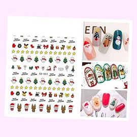 (Lot of 2 Sheets) Butterfly Nail Stickers Waterproof DIY Decal Pink Flower Type 003 Xmas for Nails Design Nail Art Stickers Decals Supplies Manicure Tips Sticker Colorful for Nail Decorations