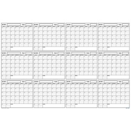 SwiftGlimpse 36x48 Large Jumbo Oversized Erasable Laminated Blank Annual Yearly Wall Calendar Poster, 12 Months, Reusable for Office, Academic, Home