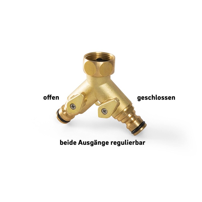 REHAU 2-way distributor made of robust brass, simultaneous connection of