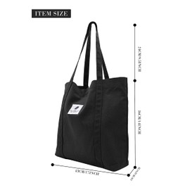 Women's Fabric Bags Tote Bag Plain Shoulder Bag Lightweight Large Capacity Student Shopping Beach Bag, black