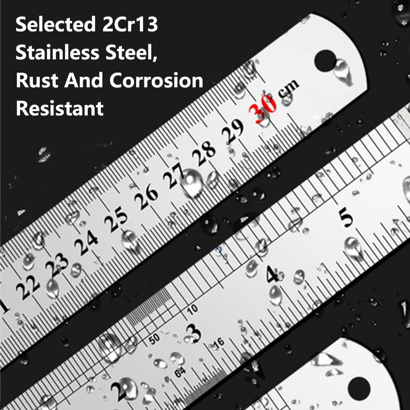 Stainless Steel Rulers, 2 Pack 20cm Metric Imperial Precision Ruler