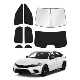 Canvcle Windshield Sun Shade for 11th Gen Honda Civic 2022-2025 2026 (NOT for Hatchback) Side Rear Window Shade Cover Kit Full Window Sun Visor Shield Camping Keep Vehicle Cool Black 8PCS