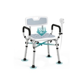 VFAUOSIT Shower Chair for Elderly and Disabled, 550 lbs Shower Chair for Inside Shower with Arms and Back, FSA/HSA 6-Height Shower Seats for Adults with Shower Bag, Bath Chairs for Seniors Inside Tub